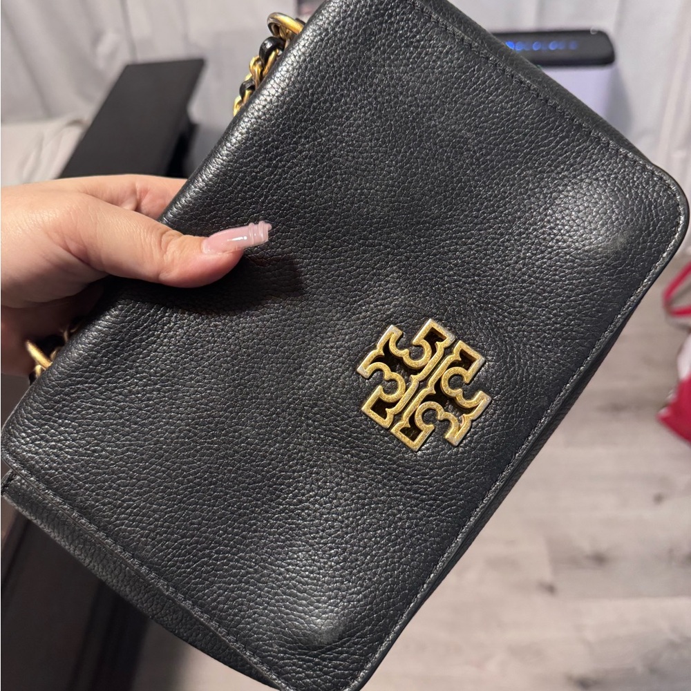 Tory Burch Black Crossbody Bag with Gold Logo